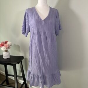 2/$15 Casual‎ V Neck Short Dress Lilac Purple Ruffle
